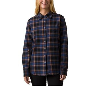 prAna - NWT Rich Sapphire Plaid Golden Canyon Flannel Button Down Sz M